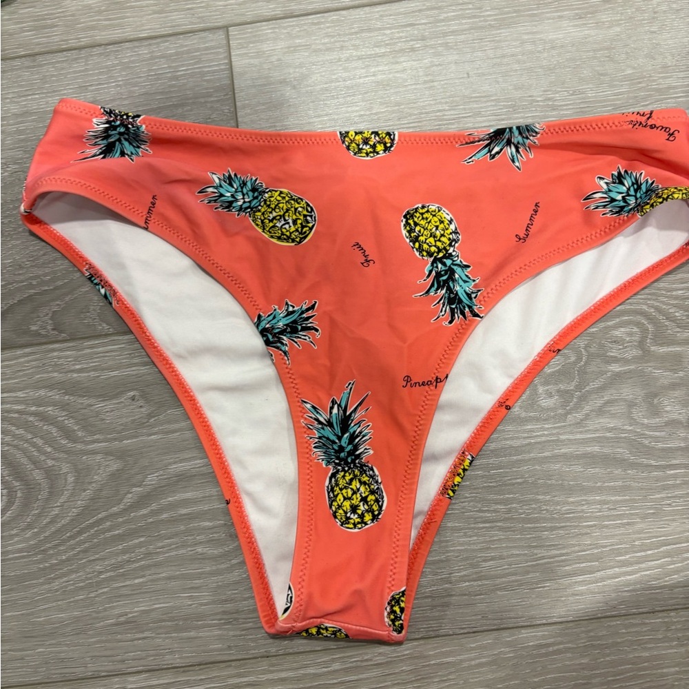 Cupshe Coral Bikini Bottom with Pineapple Print